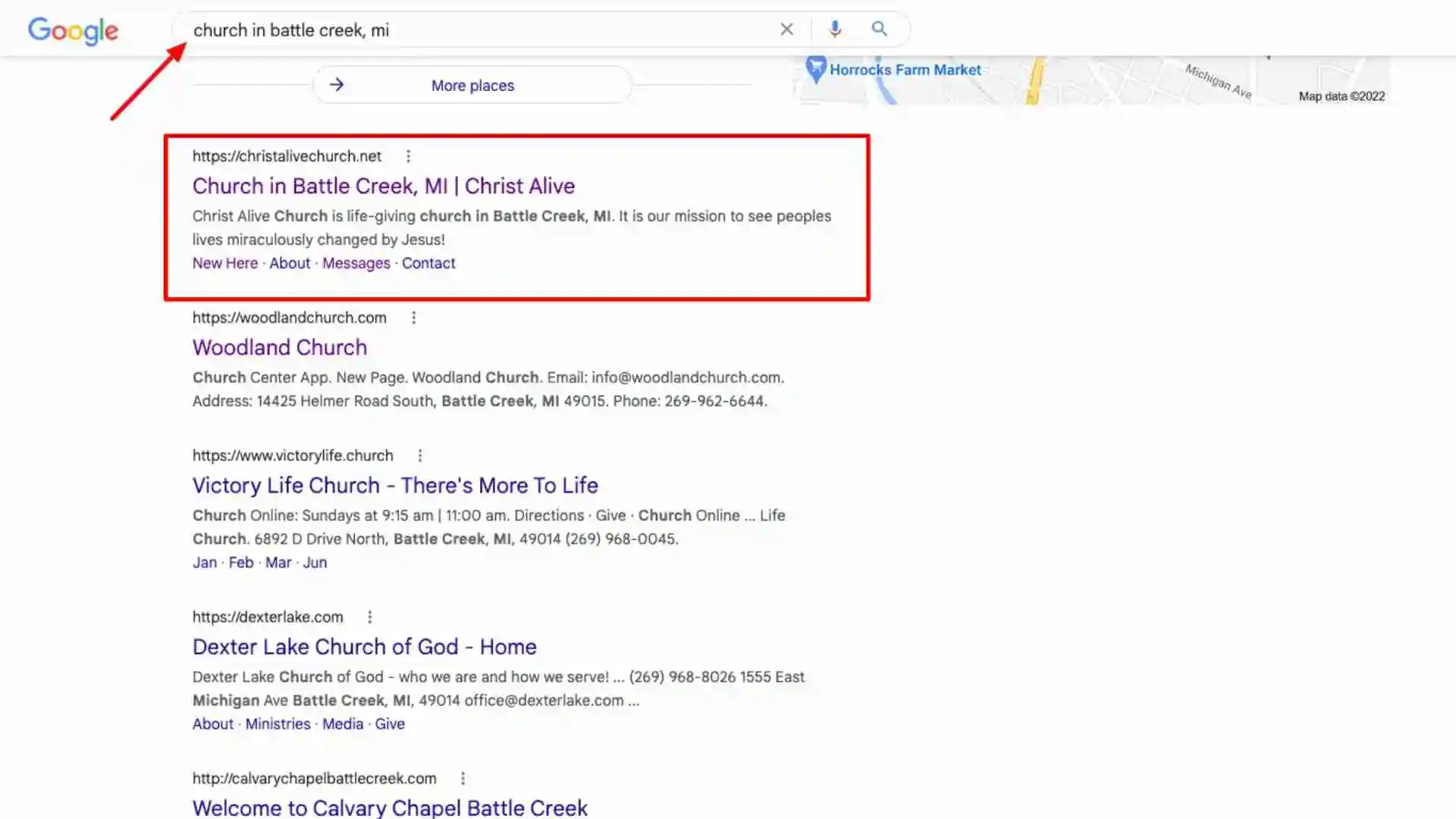 Christ Alive Website in Google